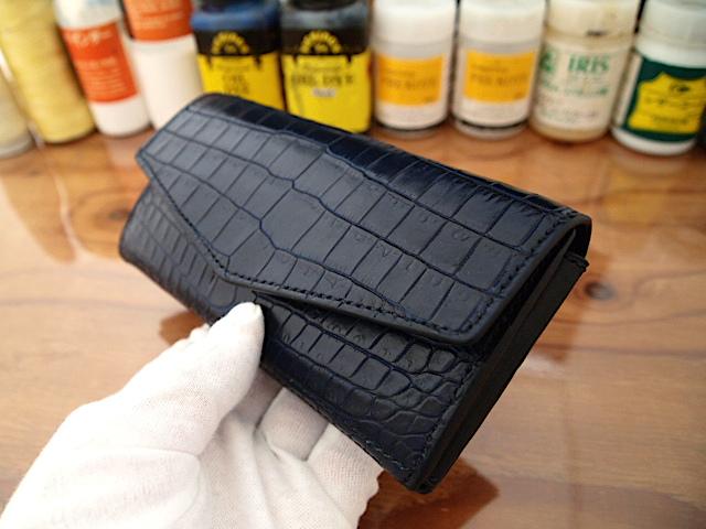 【オーダー】クロコダイルで作る2つ折り/ボタン開閉式のコンパクト長財布