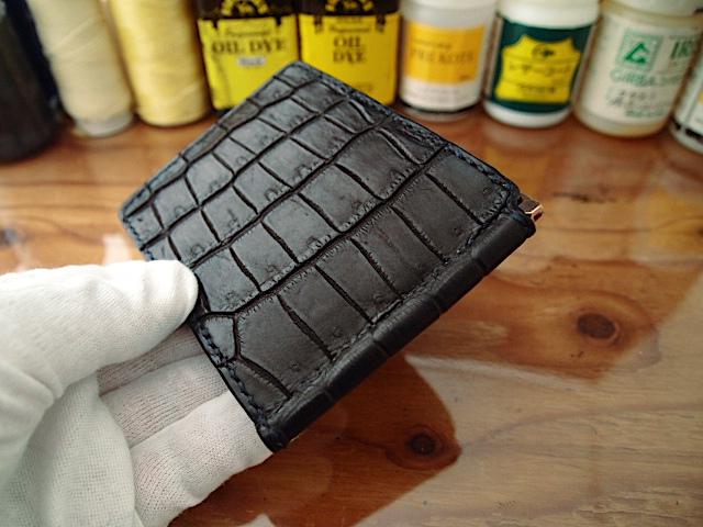 【オーダー】クロコダイルで作る薄型コンパクトマネークリップ